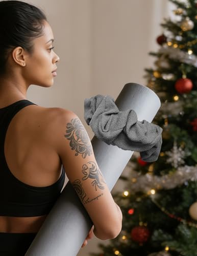Yoga Mat Scrunchie Yoga Mat Strap Carrier Pilates Mat Holder | Holds Your Yoga Mat in Style, Adjustable & Stretchy Yoga Mat Band, Fits Most Standard Yoga Mats (mat not included),Yoga Gifts - color: Light Gray