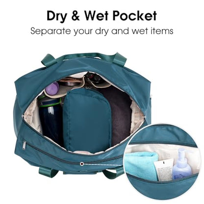 Ceneda 20" Gym Bag for Women with Wet Pocket & Shoe Compartment, Lightweight Duffel Waterproof Carry On Duffle for Travel, Yoga, Overnight (Teal) - color: Teal