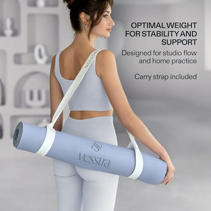 Premium Yoga Mat – Sweat-Activated Non-Slip PU Grip I Natural Rubber Base I 4mm for Yoga, Pilates & Workouts - color: Sky Blue