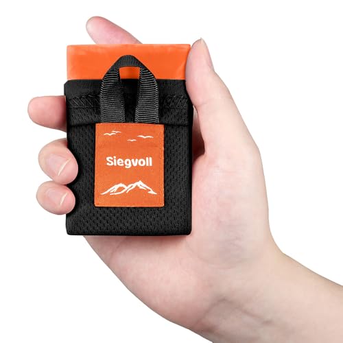 Pocket Picnic Blanket, Small Picnic Blanket 43x55" 2.54 oz orange for 1-2 - color: Orange (Black Pack), size: 43x55″