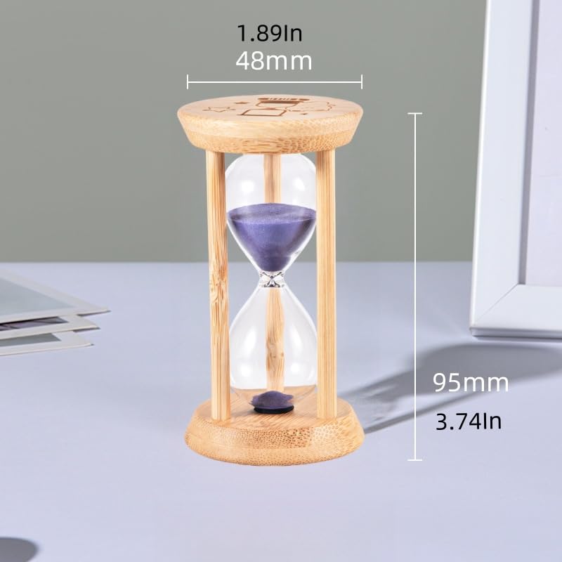 Mini Wooden Sand Timers,100% Bamboo Hourglass Sand Timers 1Min Sandglass Timer for Toothbrush Timer Games Classroom Home Office Cooking(Purple+1Min) - color: Purple, size: 1Min