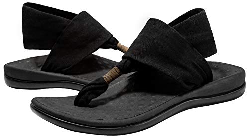 LLSOARSS Women's Plantar Fasciitis Feet Yoga Sling Sandal Arch Supports Orthotics Flip Flops Relieve Flat Feet, High Arch, Foot Pain - color: Black, size: 7