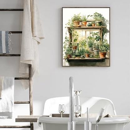Ausanrl Plant Paint by Numbers with Frame Wooden Easel-Paint by Number Adult,Plant Paint by Numbers Framed Canvas,Adult Paint by Number Kits on Canvas Framed Gifts and Home Wall Decor 12x16inch - color: Plant B