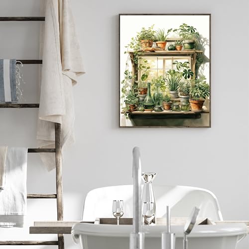 Ausanrl Plant Paint by Numbers with Frame Wooden Easel-Paint by Number Adult,Plant Paint by Numbers Framed Canvas,Adult Paint by Number Kits on Canvas Framed Gifts and Home Wall Decor 12x16inch - color: Plant B