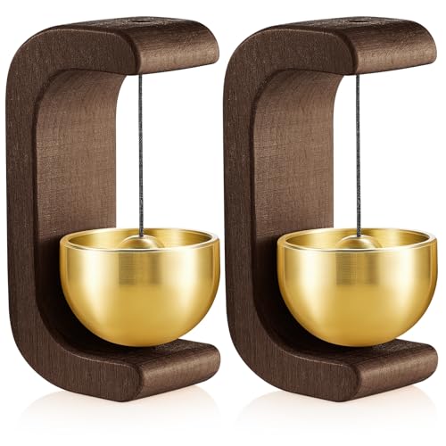 Zonon 2 Pcs Magnetic Wooden Doorbell Chime, Black Walnut | Shopkeepers Bell, C Shape Doorbell Decoration Wind Chime, Door Opening, Home Store Office Cafe Pet Housewarming Gift - color: Black Walnut