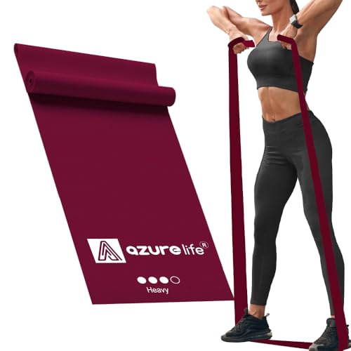 A AZURELIFE Professional Individual Exercise Resistance Bands, Single 5, 6,7 Ft or 8 Yards Elastic Bands, Non-Latex Stretch Bands for PT, Yoga, Pilates, Rehab, at-Home or The Gym Workouts - color: Purple - Heavy, size: 7 Feet