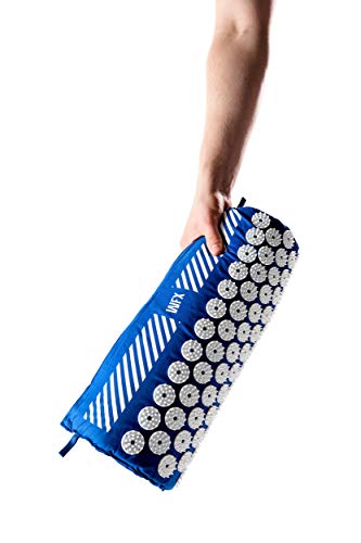 #DoYourFitness Acupressure Mat and Pillow Set - Relieves Stress, Back, Neck, and Sciatic Pain - Comes with a Vinyl Carry Bag for Storage and Travel - Blue