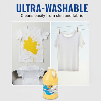 Crayola Washable Paint, Yellow – 1 Gallon Non-Toxic Kids’ Paint for School Projects, Classroom Art & Crafts - color: Yellow