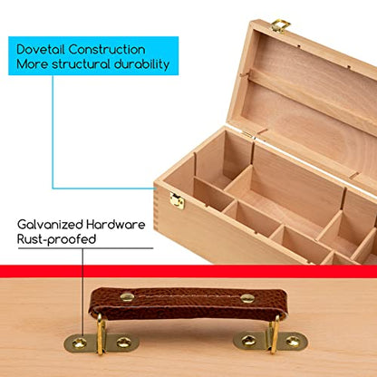 MEEDEN Sturdy Wood Tool Box: Beechwood Portable Art Supply Organizer - Large Artist Storage Box - size: Large