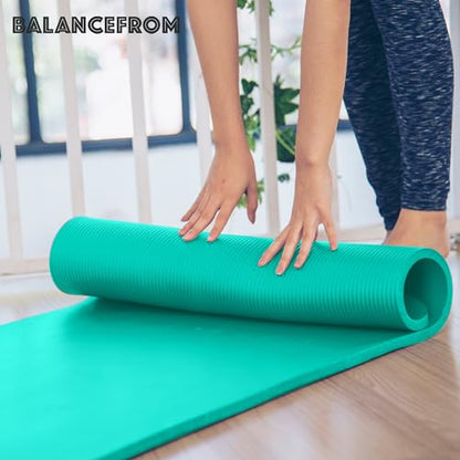 BalanceFrom 1-inch Thick 71x24 Inches Extra Thick Exercise Yoga Mat - color: Green