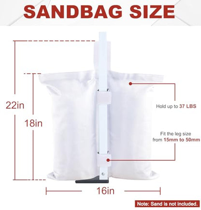 ABCCANOPY Canopy Weights 150 LBS Tent Sand Bags,4-Pack White(No Sand) - color: White, size: 150 LBS