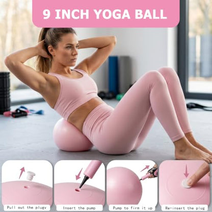 Pilates Kit for Women 18PCS, Home Pilates Workout Kit for Beginners | with 9-inch Pilates rings and balls, Elastic bands, Foot covers, Stretch bands Essential Accessories for Home Workouts