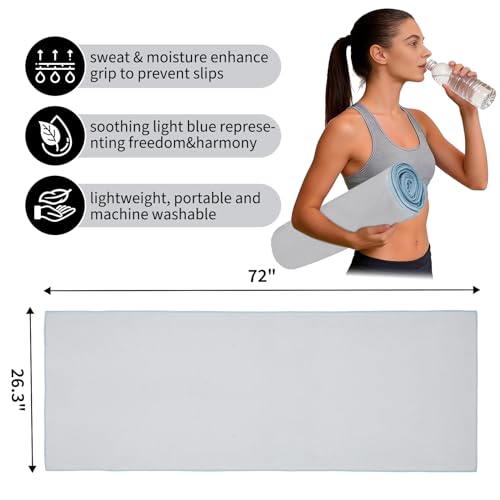 PrecisionAuto Non-Slip Microfiber Yoga Mat Towel - color: Light Blue
