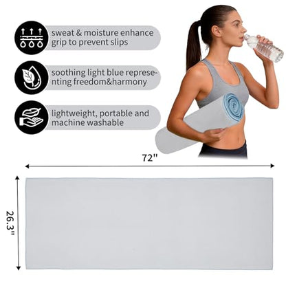 PrecisionAuto Non-Slip Microfiber Yoga Mat Towel - color: Light Blue