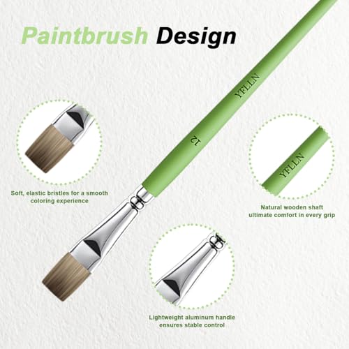 Paint Brush Set, Professional Paint Brushes for Watercolor Painting, Acrylic, Gouache & Oil Painting - Detail Paint Brushes, Round, Flat, Cat's Tongue,Liner for Artists and Beginners(15pcs)