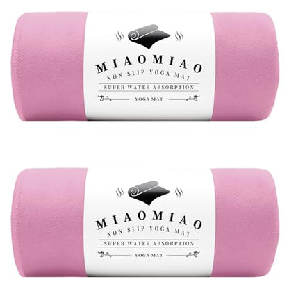 MIAOMIAO 2 Pack Non-Slip Hot Yoga Towel Set,Super Absorbent Microfiber in, 24.5" x 72" - Anti-Slip, Injury Free Design for Pilates, Yoga Mats, Exercise, and Fitness Gear Light Pink - color: Z-light Pink/Light Pink(2 Pack)