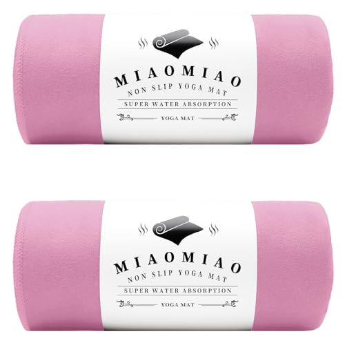MIAOMIAO 2 Pack Non-Slip Hot Yoga Towel Set,Super Absorbent Microfiber in, 24.5" x 72" - Anti-Slip, Injury Free Design for Pilates, Yoga Mats, Exercise, and Fitness Gear Light Pink - color: Z-light Pink/Light Pink(2 Pack)
