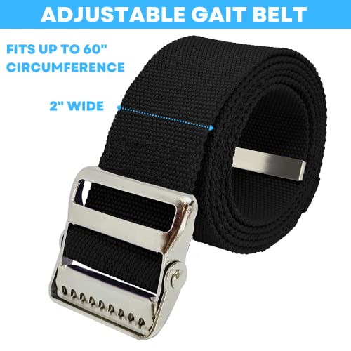 LiftAid Transfer and Gait Belt 60 Inch with Metal Buckle and Loop - Walking, Standing and Transfer Assist Aid for Seniors, Elderly Patients, Caregiver, Nurse, Therapist (Black) - color: Black