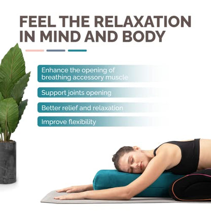 Yes4All Triple-Layer Sponge Yoga Bolster Pillow for Restorative Yoga & Meditation - Versatile Yoga Support Pillow, Balance & Poses Modification - color: B. Emerald