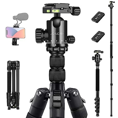 JOILCAN Tripod for Camera, 81" Camera Tripod Stand, 83 inches DSLR Tripods & Monopods, Heavy Duty Travel Tripod for Binoculars Laser Level Spotting Scope Telescope, Max Load 35lb - color: Black