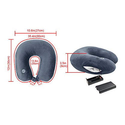Hooshing Vibrating Neck Pillow Portable Travel Neck Pillow Massage, Navy - color: Navy Blue