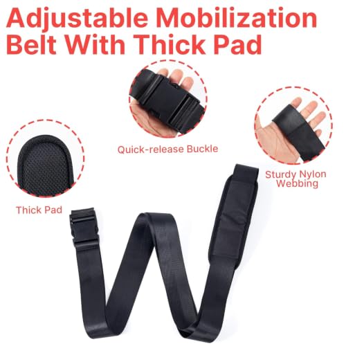 Mobilization Belt - Physical Therapy Belt Strap, Adjustable Mobilization Band Pt Strap with Thick Pad for Rehabilitation Yoga Leg Hip Exercise Seatbelts Stretching Mobility & Gym Techniques (Black) - color: Black