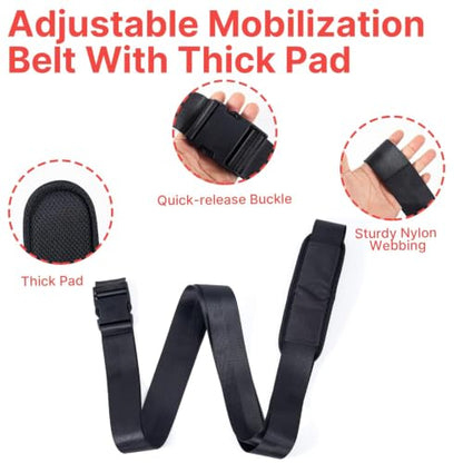 Mobilization Belt - Physical Therapy Belt Strap, Adjustable Mobilization Band Pt Strap with Thick Pad for Rehabilitation Yoga Leg Hip Exercise Seatbelts Stretching Mobility & Gym Techniques (Black) - color: Black
