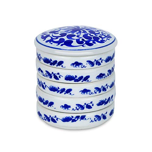 5-Tier Round Porcelain Watercolor Mixing Palette Tray Set | Stackable Design, Smooth Porcelain Surface, Easy Clean, Sauce Dishes