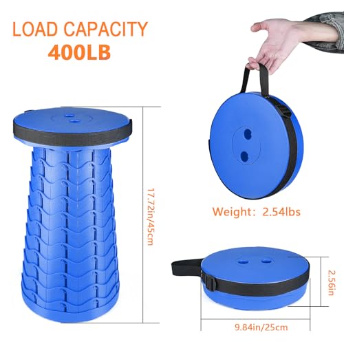 Boreeman Upgraded Folding Stool Lightweight Yet More Sturdy with Load Capacity 400lbs Portable Collapsible Stool for Camping Fishing Hiking BBQ (All Blue) - color: All Blue
