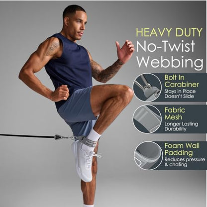 EQYP Power Tube Accessories – Handles, Door Anchor, Ankle Strap for Resistance Bands