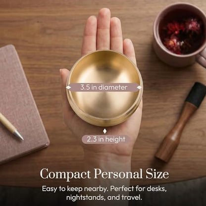 Silent Mind Tibetan Singing Bowl Set – Easy to Play & Beginner Friendly Meditation Bowl with Cushion & Mallet | Stress Relief & Mindfulness | Gift-Ready - color: Plain Textured, size: Without Case