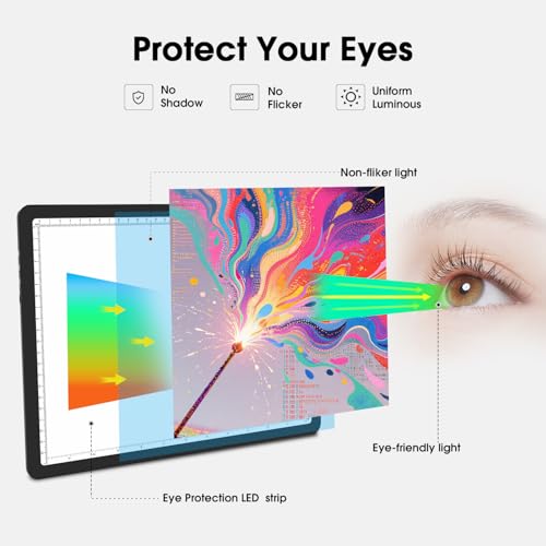 Rechargeable A4 Light Pad with Carry Bag, Super Bright Tracing Light Box with 6 Levels of Brightness, Side Physical Buttons & 3 Colors, Wireless Light Board for Diamond Painting, Drawing, Sketching - style: Rechargeable A4 with Bag (Black)