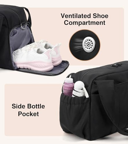 Marvolia Gym Bag for Women with Yoga Mat Holder, Black - color: Black