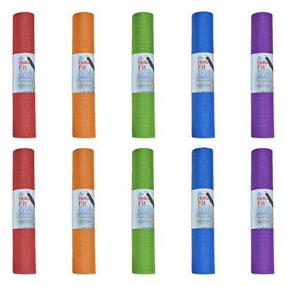 Bulk Yoga Mats, 10 Pack, 4mm Thick, 68x24in - color: Assorted