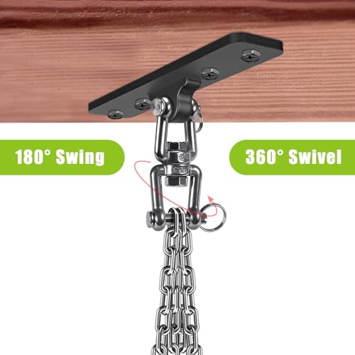 Dolibest Heavy Duty Swing Hanger, Ceiling Mount Swivel Hook, 360° Rotation Wood Beam Holder Body Weight Strength Training Systems, Aerial Yoga Swing & Hammock, Resistance Band for Wooden Sets - color: 4 Holes Ceiling Anchor With Swivel