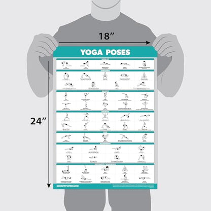 Palace Learning QUICKFIT 3 Pack - Yoga Poses + Stretching Exercises + Pilates Mat Work Poster Set - Set of 3 Workout Charts (with Plastic Frame, 18" x 24") - color: with Plastic Frame