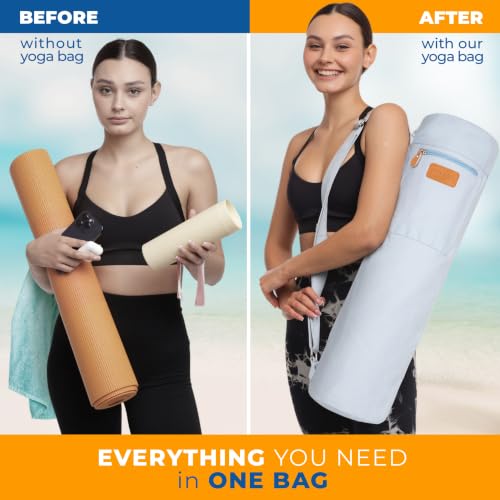 UDANA Canvas Yoga Mat Bag for Women & Men, Full-Zip Carrier with 3 Pockets & Adjustable Strap, Stylish Gym & Pilates Bag – Available in Multiple Sizes
