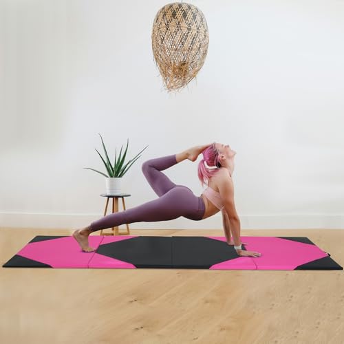 Gymnastics Mats Foldable Tumbling Mats Portable Gymnastics Exercise Mat Thick Gymnastics Tumbling Mats Pad Home Exercise Panel Mat With Carrying Handles - color: PB, size: 4 ft W x 10 ft L