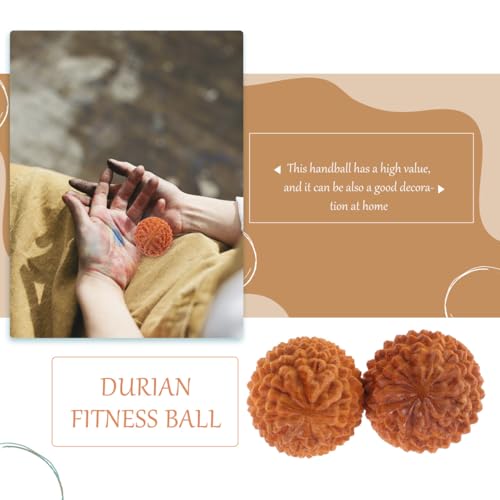 Ipetboom 2Pcs Durian-Shaped Wood Hand Massage Balls, Rolling Hand Massager for Finger Acupoint Therapy and Muscle Knot Relief Compact Fitness Supply for Exercise and Relaxation
