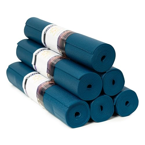 Voyage 5mm Studio Yoga Mats, 6 Pack, 72x24in | Extra Long, Anti-Tear Exercise Mats for Workout, Stretching, Fitness - Non Slip Gym Mats for Home, Schools and Studios - color: Oceanside