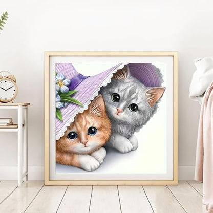 COHAYISY Cat Diamond Painting Kits for Adults-Animal Diamond Art Kits for Adults,5D Diamond Painting,DIY Full Drill Diamond Painting Cat Gem Art and Crafts 12x12 in - color: 26-75 Cat