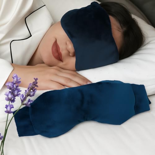 Weighted Lavender Eye Mask for Sleeping, Yoga, Dry Eyes - Great Relaxation Gifts for Mom, Dad, Women, Men - Aromatherapy Lavender Eye Pillow Gift (Navy Blue) - color: Navy Blue