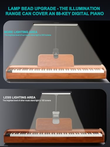 Vekkia Professional 88 LED Rechargeable Music Stand Light | Foldable Clip-on Lamp/Eye-Protective/5 Brightness & 3 Color Temp Adjustments/for Piano, Reading