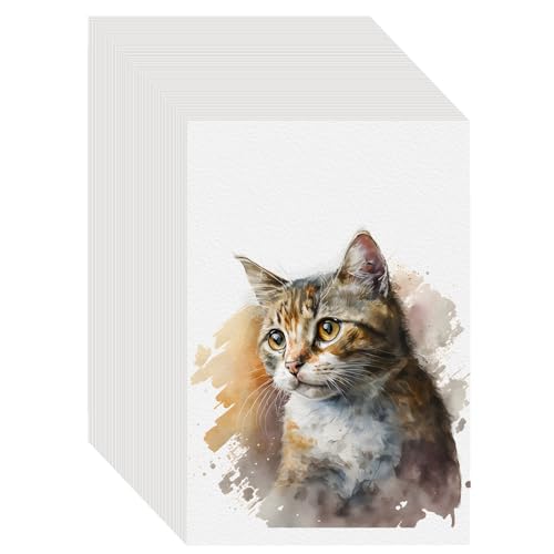 150PCS 4x6 Watercolor Paper Bulk, 140lb/300g Cold Press Thick Water Color Paper Pad for Child Adult, White Art Paper for Drawing Painting Markers Gouache, Textured Cotton Paper Sheets - color: White-150pcs, size: 4x6