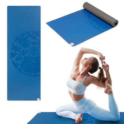 Gaiam Dry-Grip Yoga Mat, Non-Slip, Hot Yoga - color: Blue (Standard)