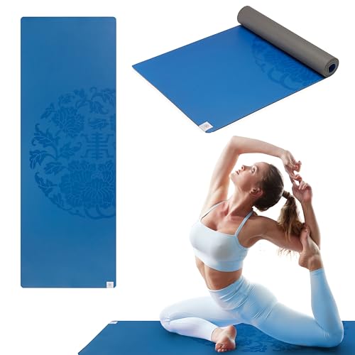 Gaiam Dry-Grip Yoga Mat, Non-Slip, Hot Yoga - color: Blue (Standard)