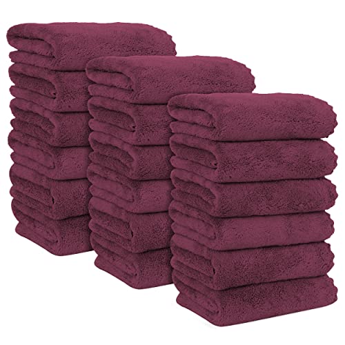 MOONQUEEN 18 Pack Premium Hand Towels - Quick Drying - Microfiber Coral Velvet Highly Absorbent Towels - Multipurpose Use as Hotel, Bathroom, Shower, Spa, Hand Towel 16 x 28 inches (Burgundy) - color: Burgundy, size: Hand Towels - 18 Pack