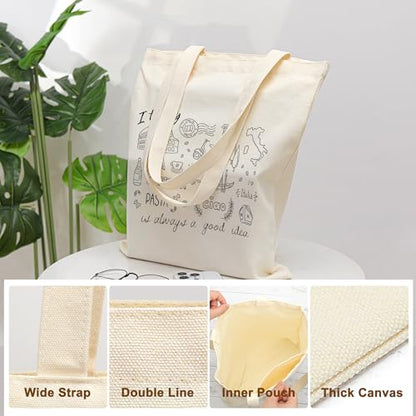Aesthetic Canvas Tote Bag for Women with Inner Pocket - color: Italy