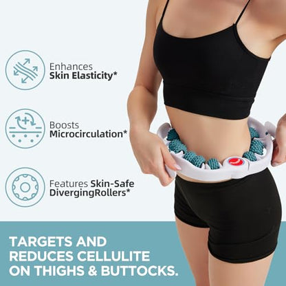 Cellulite Massage Tool - Lymphatic Drainage Massager - Muscle Roller, Deep Fascia Massage, Dimpled Skin Removal, Legs/Thighs/Buttocks, Anti-Cellulite Roller, Smooth Skin (14 Wheel - Green) - color: White Green