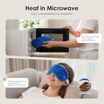 MORLIDEN Heated Eye Mask for Dry Eyes & Stye - Microwavable Warm Compress | For Blepharitis, Chalazion, MGD-Lightweight, No Heavy Pressure-Reusable Moist Heat Mask with Natural Flaxseed (Blue2P) - color: Blue2pcs